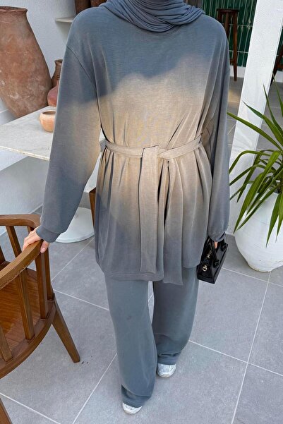 lamelif Double Suit with Tie Detail Anthracite