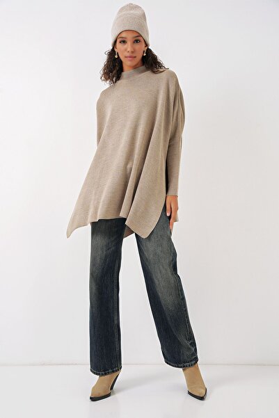 Hiccup Bdart Slit Detailed Mock Neck Knitwear Sweater