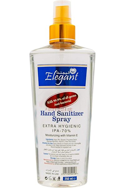 AFS Elegant Elegant Hand Sanitizer Liquid Spray - 250ML - Pack of 6 – 70% IPA – Moisturizers & Vitamin E
