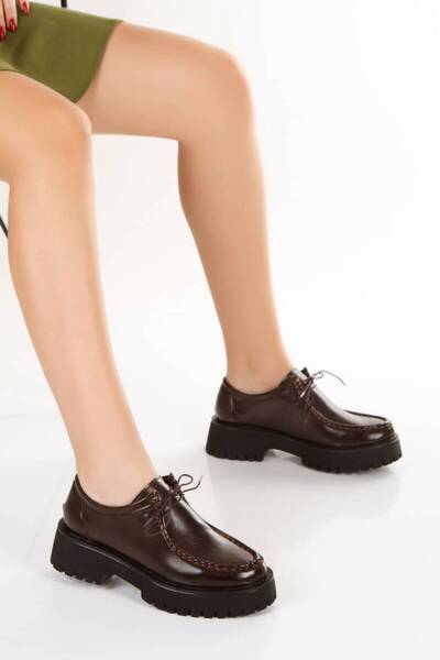 inyola Women's Thick Sole Lace-Up Oxford Shoes 4060