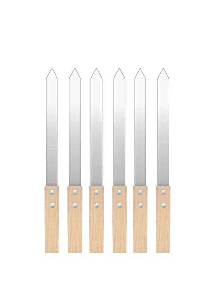 Generic 5pcs Stainless Steel BBQ Skewers with Wooden Handles for Turkish Kebab (Koobideh)