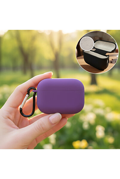 CaseOnn حافظة أبل إيربودز برو الجيل الثاني مع حزام تعليق باللون الأرجواني