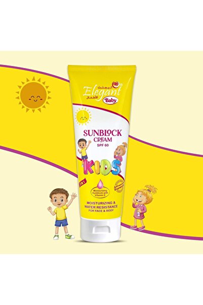 Elegant KIDS Sunblock Cream SPF 60, 170g – Moisturizing & Water Resistant, Vitamin E, Face & Body