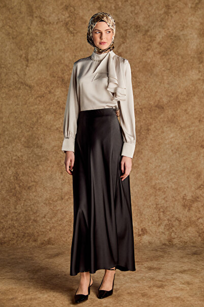 Setrms Volanlı Saten Kısa Gömlek