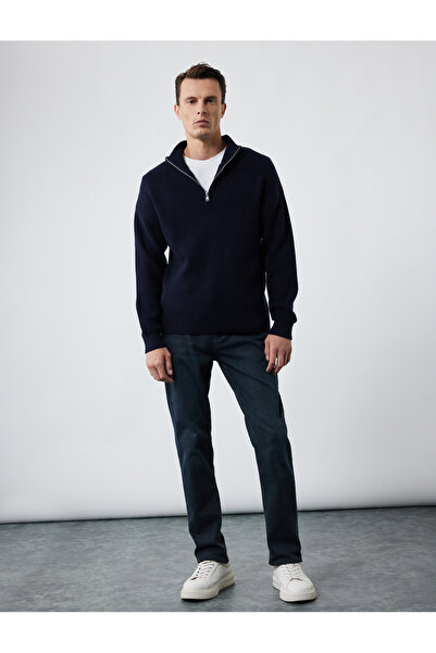 Koton Long Sleeve Textured Half Zipper Collar Knitwear Sweater