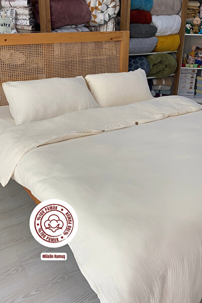 sutra 100% Cotton Muslin Fabric Double Duvet Cover Set