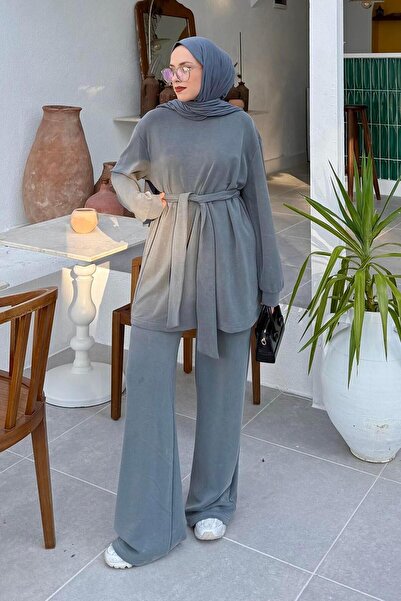 lamelif Double Suit with Tie Detail Anthracite