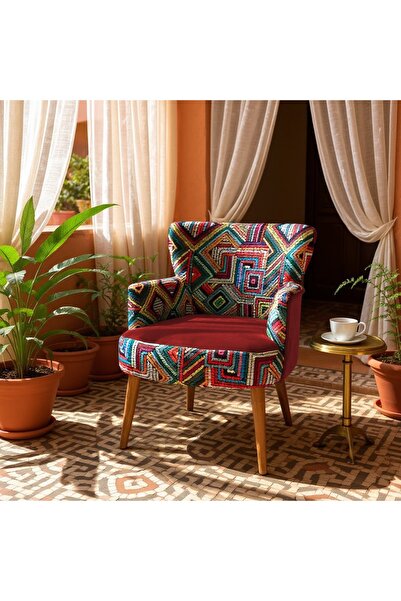 WATERYBROOK Dijital Baskılı Kumaş – Babyface Kumaş Tekli Berjer | Ceviz Ayaklı, Modern Konforlu Koltuk