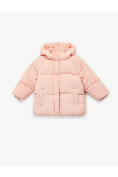 Koton Hooded Pocket Long Sleeve Zippered Puffer Coat