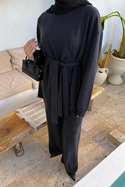 lamelif Tie Detail Double Suit Black