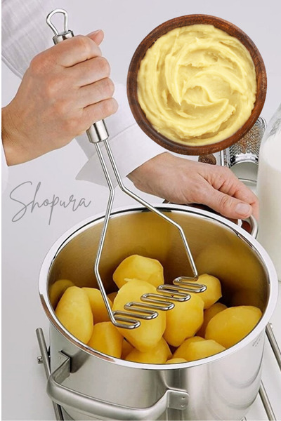 Shopura PREMİUM Lüks Çelik Patates Ezici | Patates Ezici Püre Yapıcı Patates Ezeceği