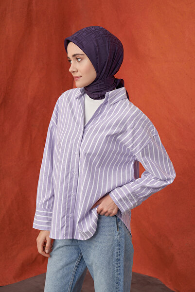 ARMANDA İTALYAN JAKAR GEOMETRİK DESEN EŞARP - MÜRDÜM