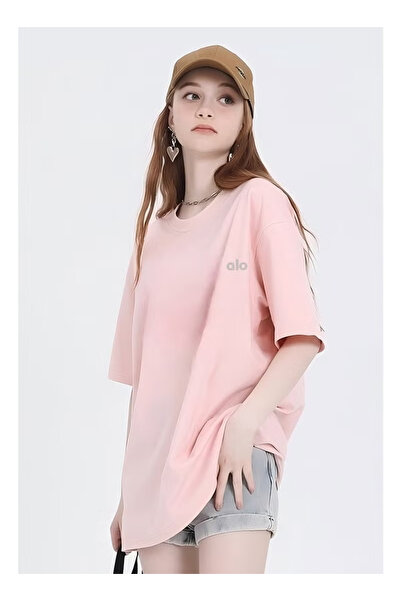 Alo Pink T-shirt - Soft cotton, loose fit, , suitable for casual streetwear style, 100% pure cotton