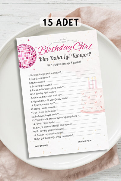 Metranya Doğum Günü Partisi - Kim Daha İyi Tanıyor Oyun Kartı 15 Adet Happy B...