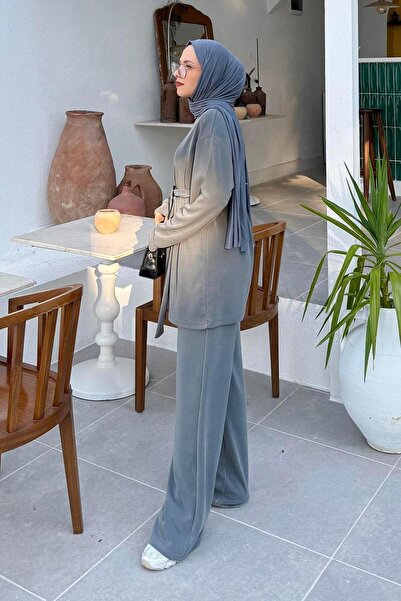 lamelif Double Suit with Tie Detail Anthracite