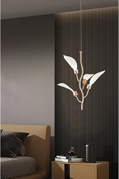 Apliqa Liria Gold Yaprak Desenli Sarkıt Led Avize