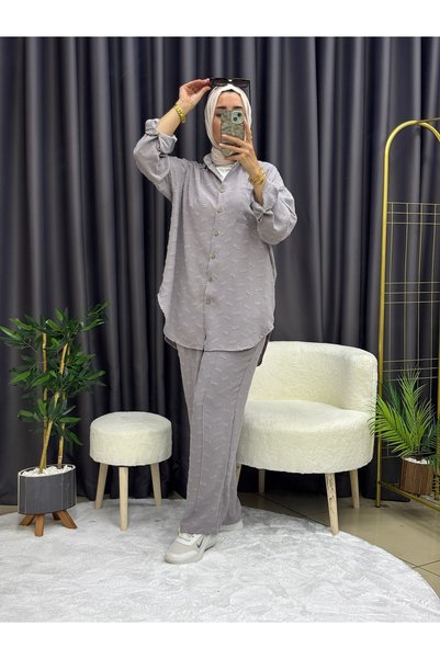 LY LEYO TEKSTİL Patterned Shirt Set