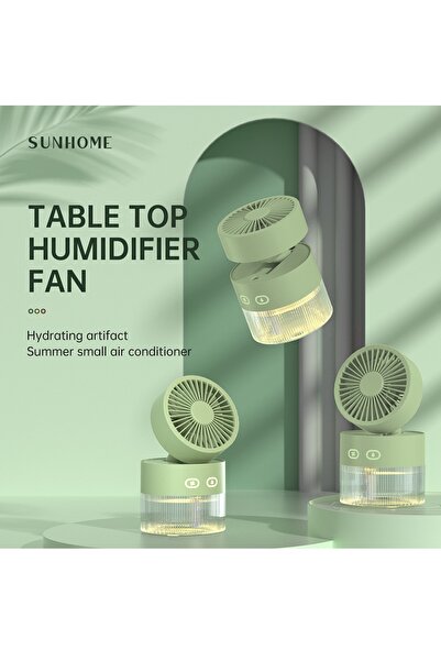 Sunhome مرطب هواء محمول 2 في 1، 3 سرعات، مع إضاءة ليلية، 350 مل، 5 وات، HH-190، أخضر