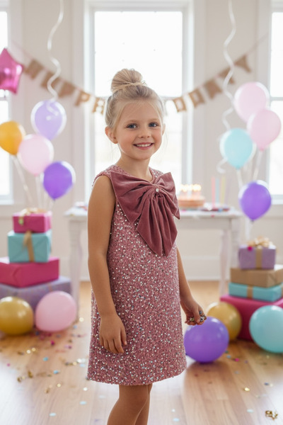 zühre balaban Barbie Bow Velvet Girl Evening Dress