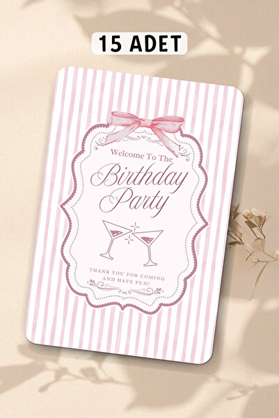 Metranya Doğum Günü Partisi - Masa Kartı Oyun Kartı 15 Adet Happy Birthday Ku...