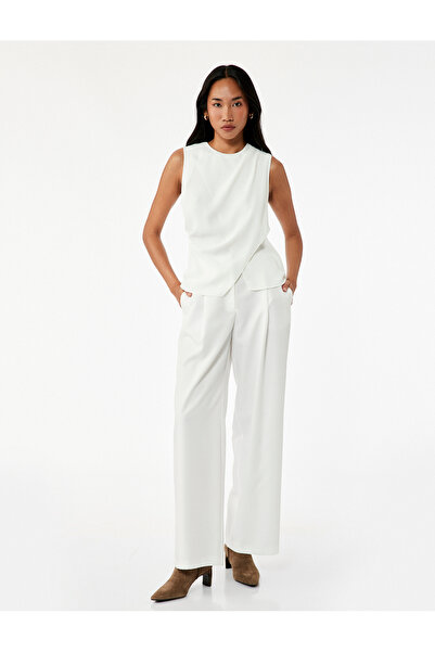 Koton Креп-тканина, велосипедний комір, розріз, без рукавів, асиметрична блузка