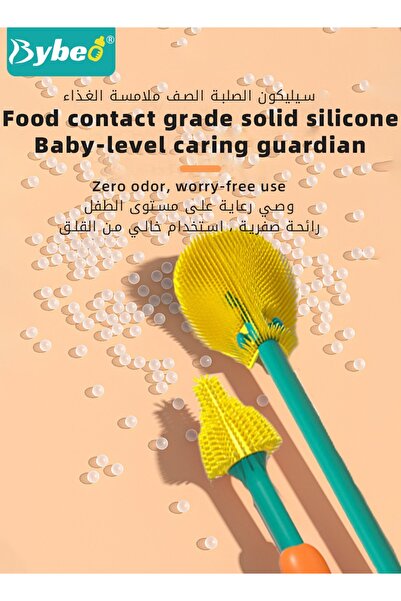 BYBEO 4 in 1 Silicone Baby Bottle Cleaning Brush Set with Stand, 360° Rotating Water Bottles Cleaner, Cup