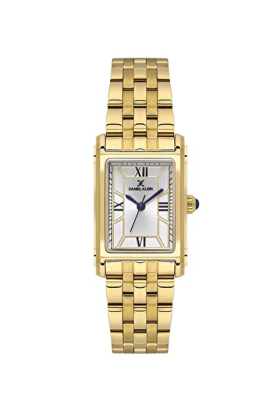 Daniel Klein Women's Rectangular Gold Roman Numeral Dial Metal Band Wrist Watch