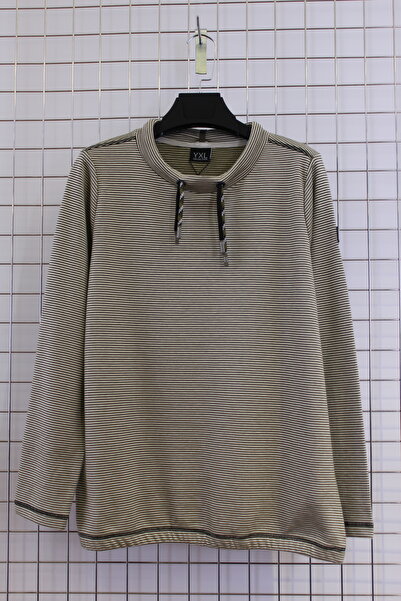 YXL COLLECTION Women's Plus Size Collar Lace-Up Long Sleeve Skirt Elastic Striped Transitional Sweatshirt