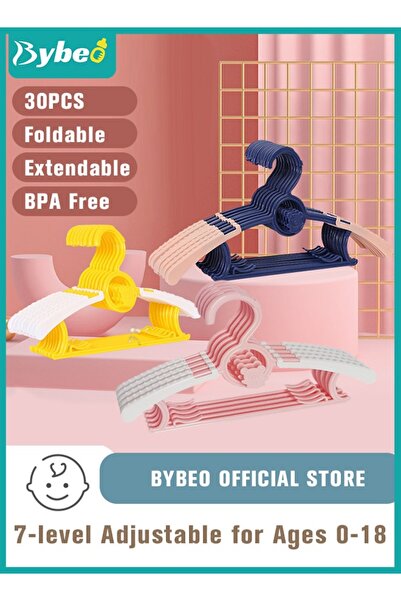 BYBEO 30 قطعة من شماعات خزانة ملابس الأطفال من البولي بروبيلين قابلة للتعديل ...