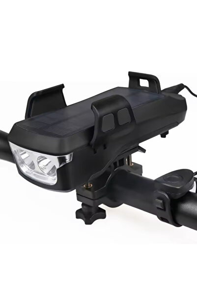 BLUE CORAL مصباح دراجة LED 5 في 1 بسعة 4000 مللي أمبير في الساعة - مصباح أمامي قابل لإعادة الشحن عبر USB مع بوق وحامل هاتف