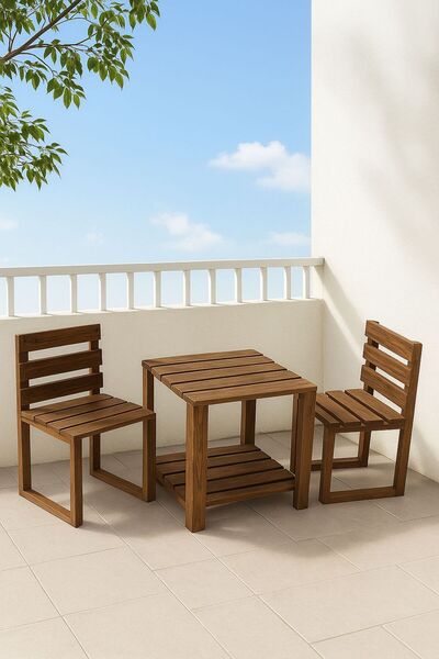 DEKORELA AHŞAP BAHÇE/BALKON BİSTRO OTURMA TAKIMI
