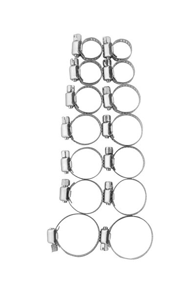 Lawazim Hose Clips 14pcs - Corrosion Resistant Worm Gear Clamps for Hoses and Pipes