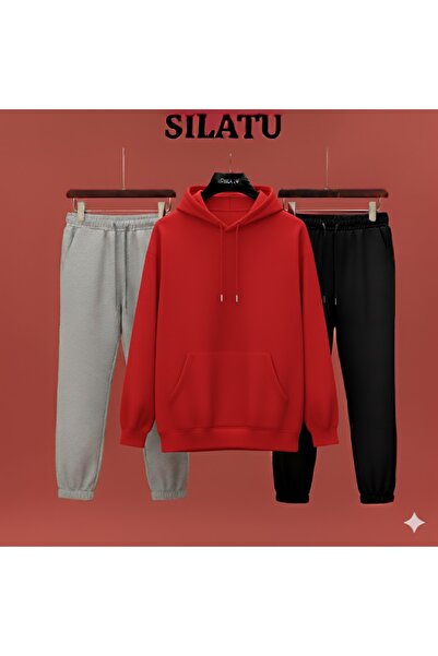 SILATU Hooded Grey Bottom Black Bottom 3-Piece Set