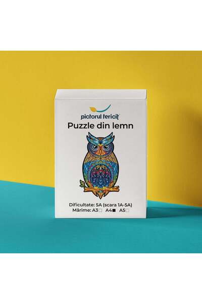 Pictorul Fericit Bufniță serioasă - Puzzle din lemn