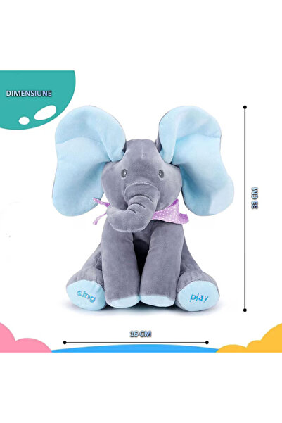OEM NEXTLY plush toy, Peek a Boo elephant, sings, plays Cucu, 33 x 16 cm, gray