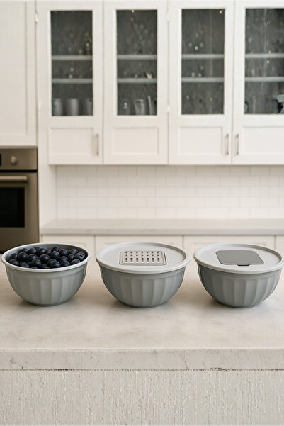 Orvila Grey Grater Mixing Bowl Storage Container and Mixer Bowl