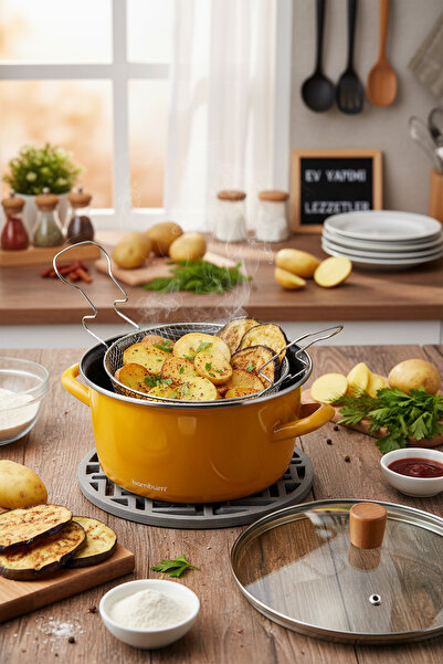 Bambum Nostalji Frying Pan Mustard 22 cm