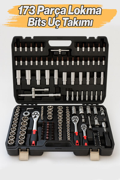 Badem10 Lokma Anahtar Seti 173 Parça Profesyonel Çok Amaçlı El Alet Seti 1/2 ...