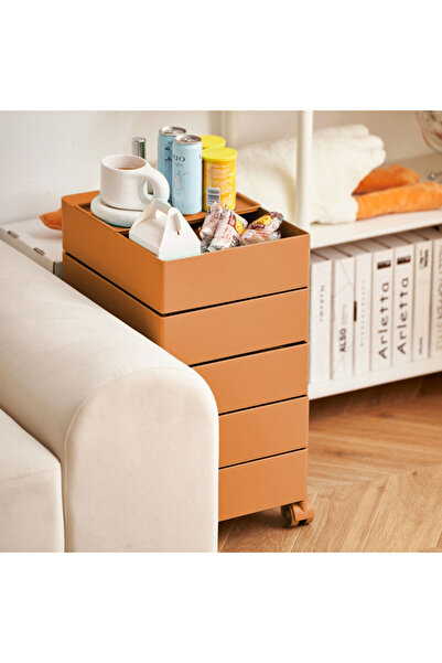 Shangxing خزانة تخزين دوارة وطاولة سرير متحركة - خزانة جانبية متعددة الوظائف على الطراز الاسكندنافي الحديث