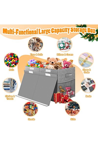 HIPOP Large Toy Storage Box, Collapsible Storage Bins, Toy Storage Organizer For Kids, Boys, Girls, Toys C