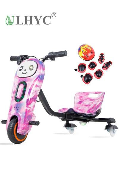 ULHYC سكوتر كهربائي للأطفال مع موسيقى بلوتوث، أضواء LED، ثلاث عجلات، سعة حمولة 100 كجم