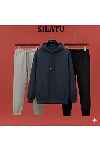 SILATU Hooded Grey Bottom Black Bottom 3-Piece Set