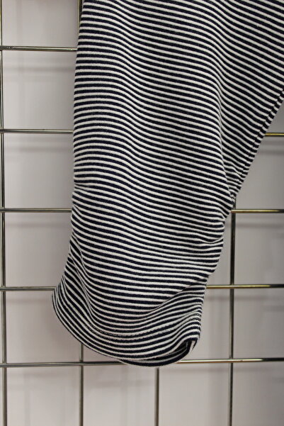 YXL COLLECTION Women's Plus Size Striped Crew Neck Drawstring Sleeve Detailed Transitional Mother Blouse