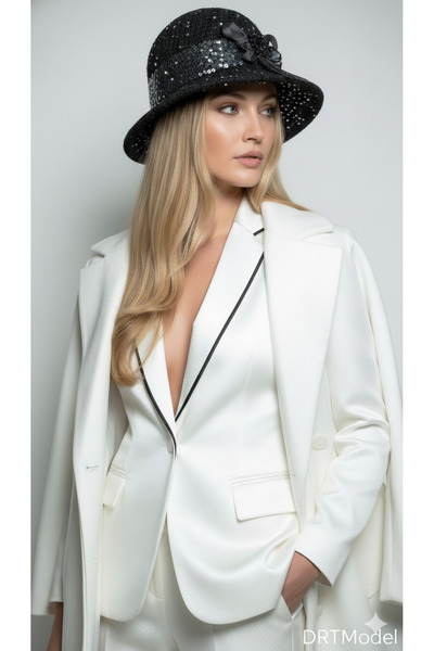 drt tasarım Black Hat with Sequin Detail