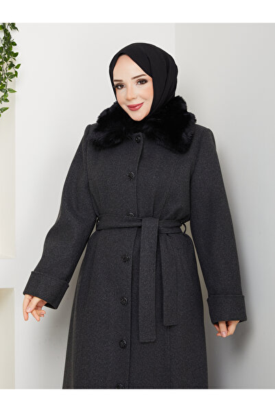 Moda İncir Plus Size Buttoned Cardigan Coat