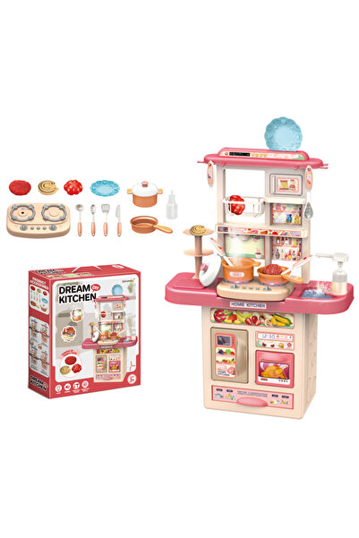 OEM Multifunctional children's kitchen with lights and sounds, other accessories, 53 pieces, Pink