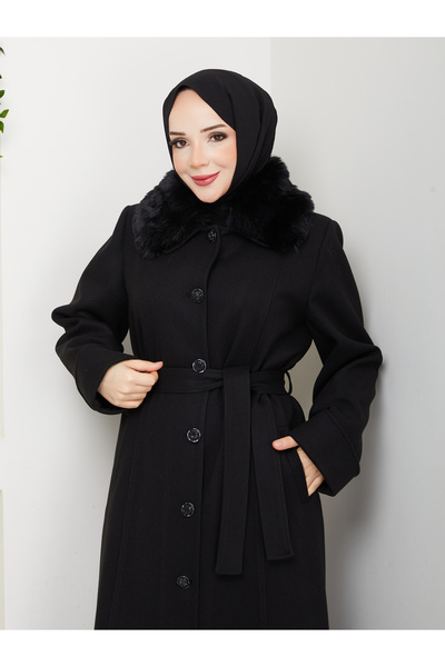Moda İncir Plus Size Buttoned Cardigan Coat