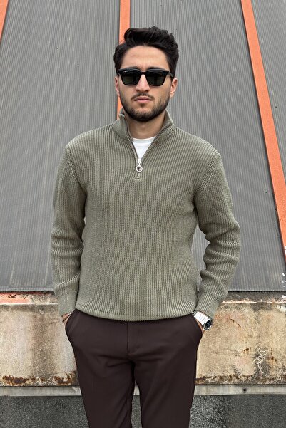 inpool Ανδρικό, μισό φερμουάρ, ψηλός λαιμός , χειμερινό, πλεκτό, Old Money Culture, πουλόβερ PLTK06