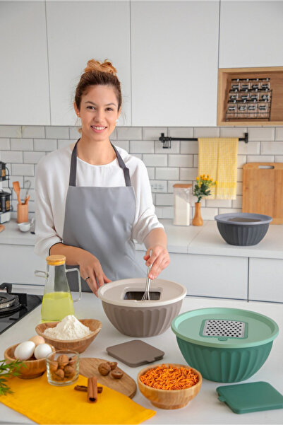 Orvila Green Grater Mixing Bowl Storage Container and Mixer Bowl