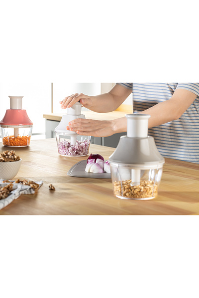 Pazar Kapısı Manual Press 3-Blade Handheld Rondosu Fast Cutting Practical Kitchen Chopper